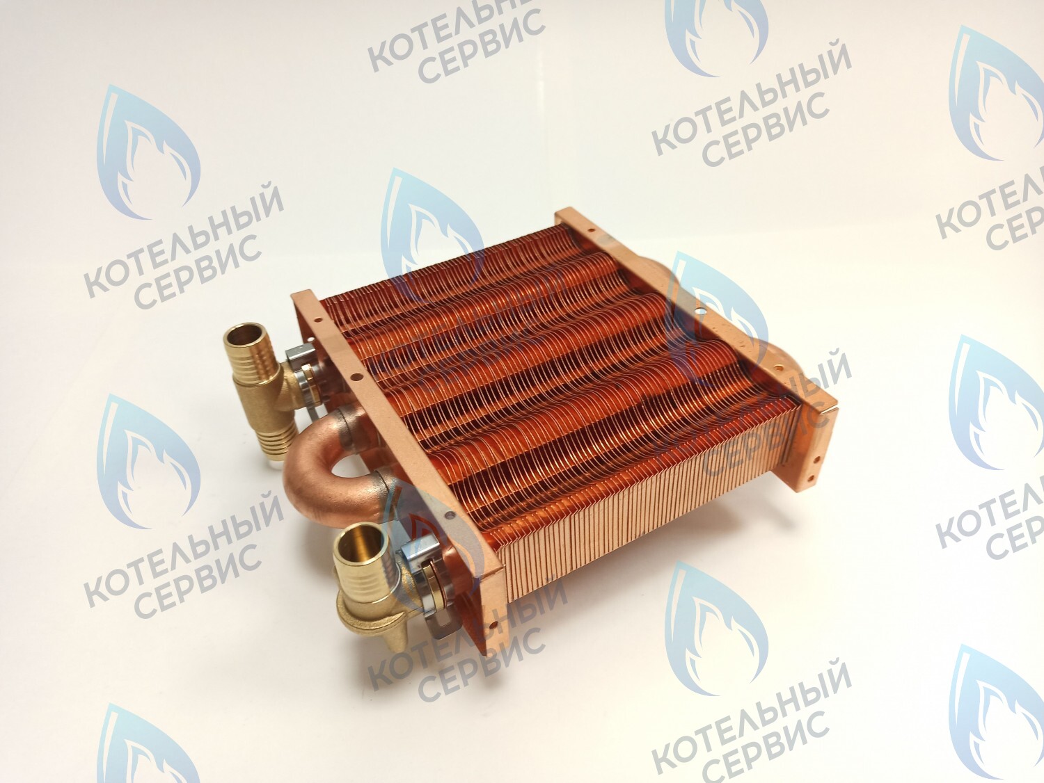 EM021-142-02-Фитинг-Комп Теплообменник первичный основной (с фитингами) 142мм 67 FIN (100 HSG/ICH/MSC) DAEWOO в Самаре