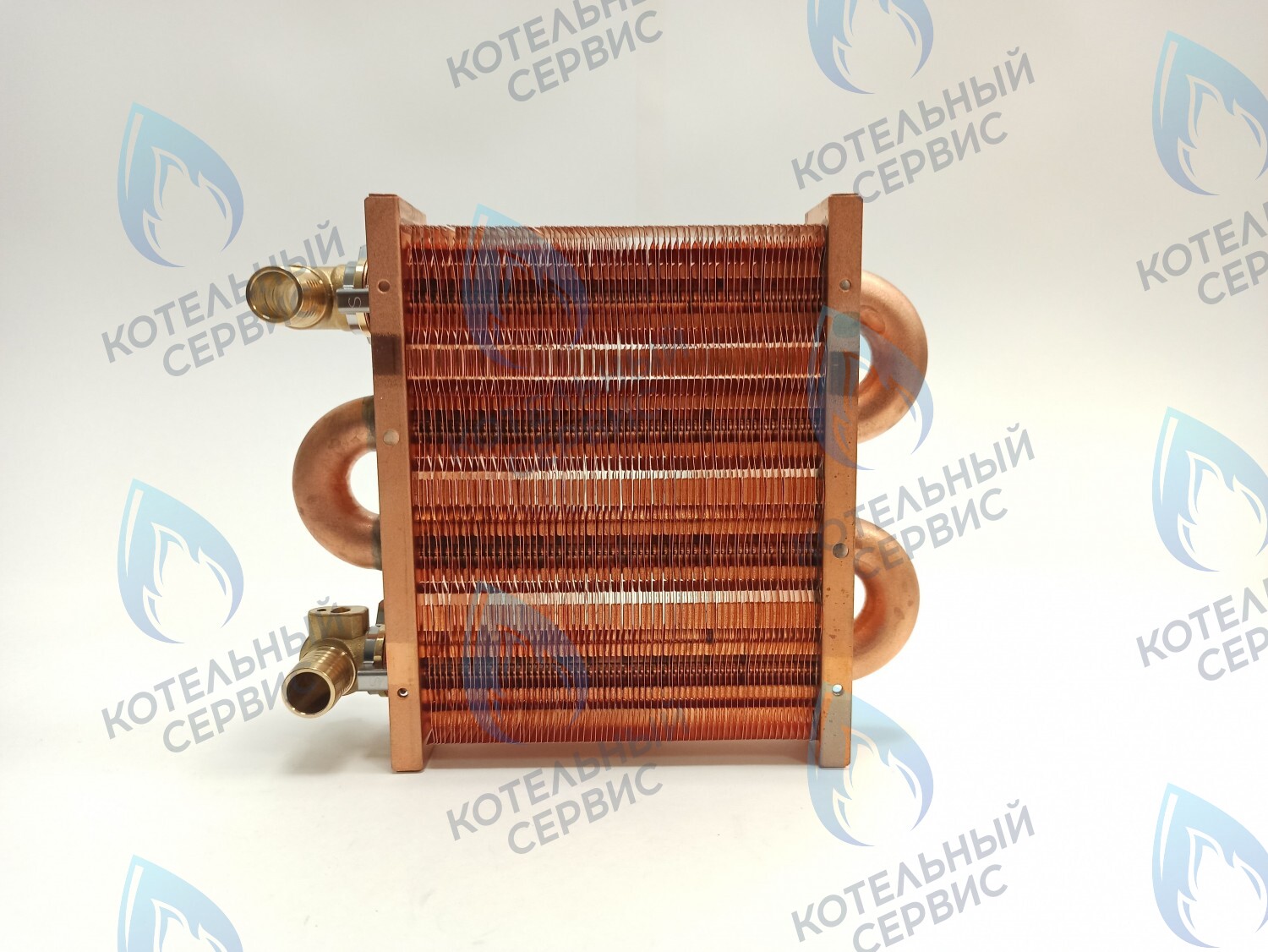 EM021-142-02-Фитинг-Комп Теплообменник первичный основной (с фитингами) 142мм 67 FIN (100 HSG/ICH/MSC) DAEWOO в Самаре