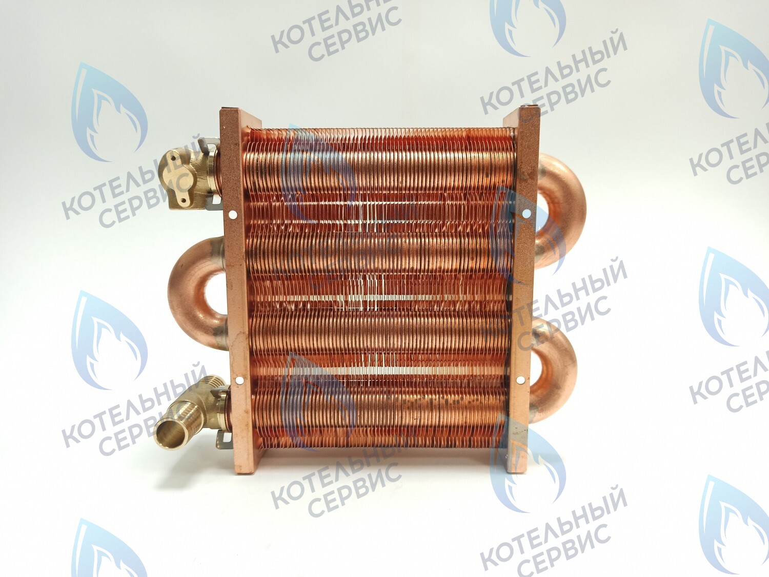 EM021-142-02-Фитинг-Комп Теплообменник первичный основной (с фитингами) 142мм 67 FIN (100 HSG/ICH/MSC) DAEWOO в Самаре