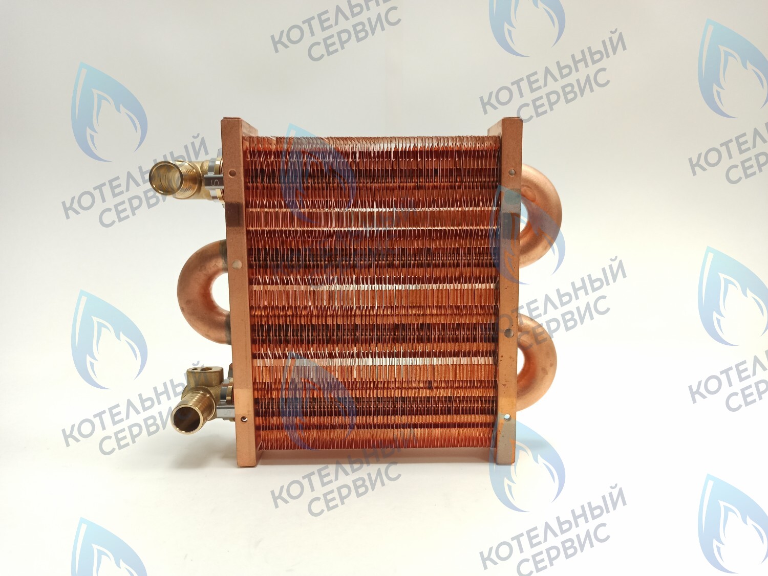 EM021-142-02-Фитинг-Комп Теплообменник первичный основной (с фитингами) 142мм 67 FIN (100 HSG/ICH/MSC) DAEWOO в Самаре