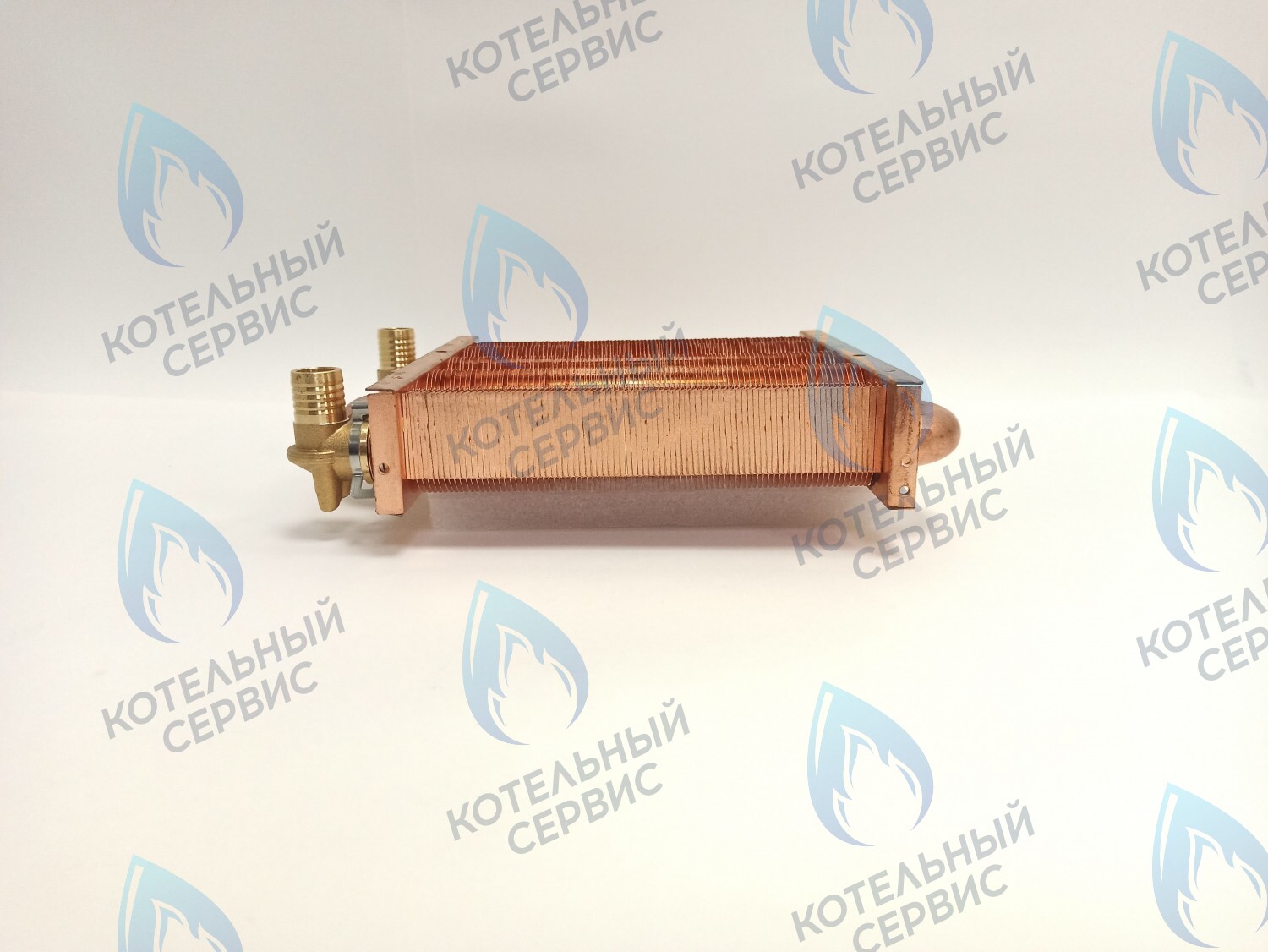 EM021-180-02-Фитинг-Комп Теплообменник первичный основной (с фитингами) 180мм 85 FIN (130-200 HSG/ICH/MSC) (3318108610, 3318108640) DAEWOO в Самаре