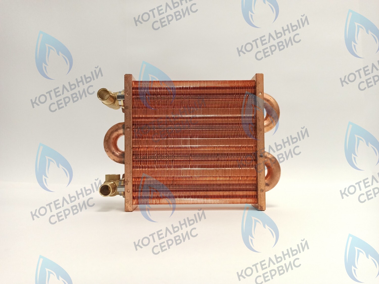 EM021-180-02-Фитинг-Комп Теплообменник первичный основной (с фитингами) 180мм 85 FIN (130-200 HSG/ICH/MSC) (3318108610, 3318108640) DAEWOO в Самаре