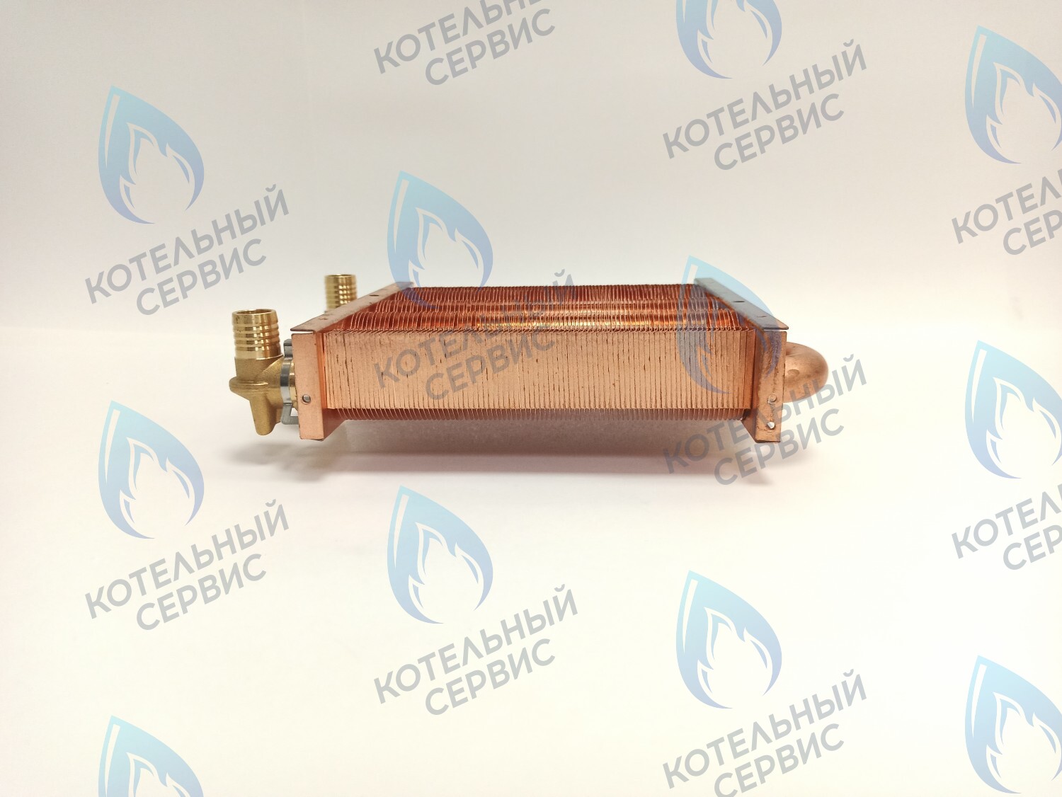 EM021-180-02-Фитинг-Комп Теплообменник первичный основной (с фитингами) 180мм 85 FIN (130-200 HSG/ICH/MSC) (3318108610, 3318108640) DAEWOO в Самаре