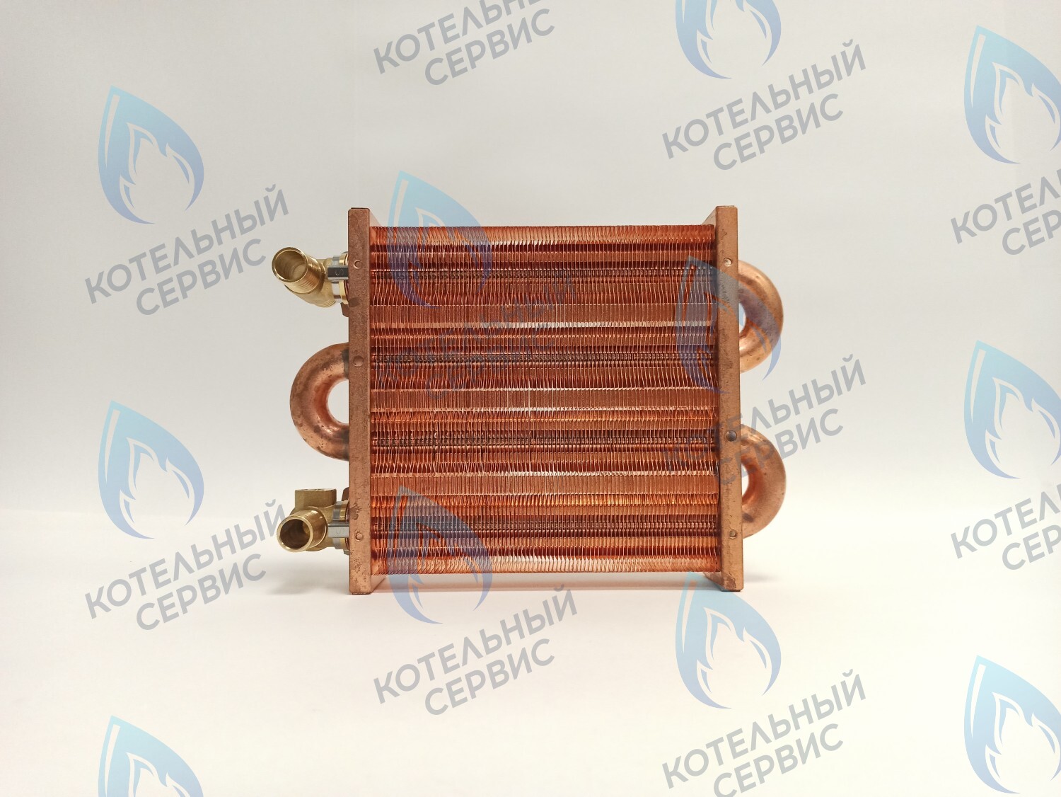 EM021-180-02-Фитинг-Комп Теплообменник первичный основной (с фитингами) 180мм 85 FIN (130-200 HSG/ICH/MSC) (3318108610, 3318108640) DAEWOO в Самаре