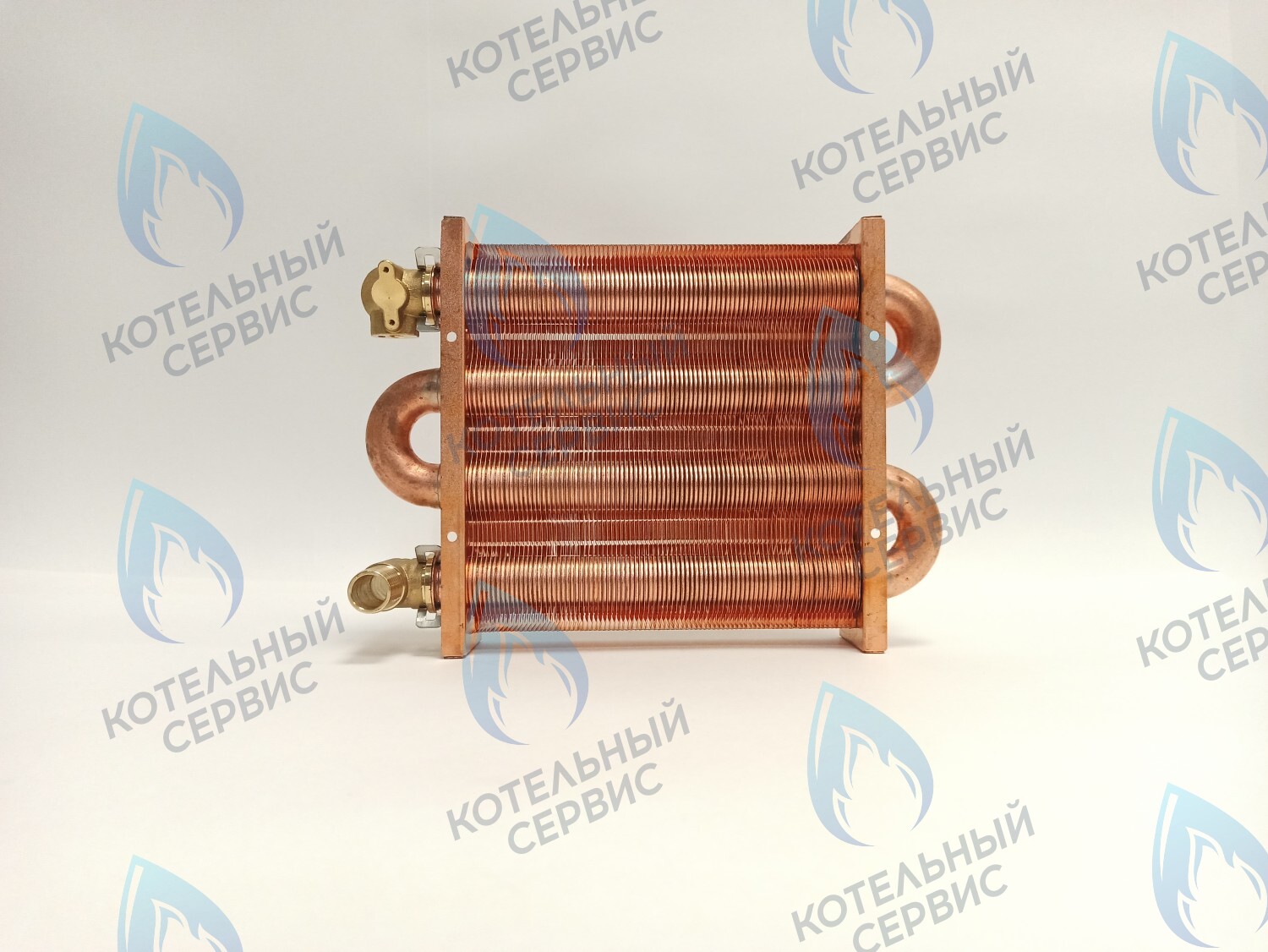 EM021-180-02-Фитинг-Комп Теплообменник первичный основной (с фитингами) 180мм 85 FIN (130-200 HSG/ICH/MSC) (3318108610, 3318108640) DAEWOO в Самаре