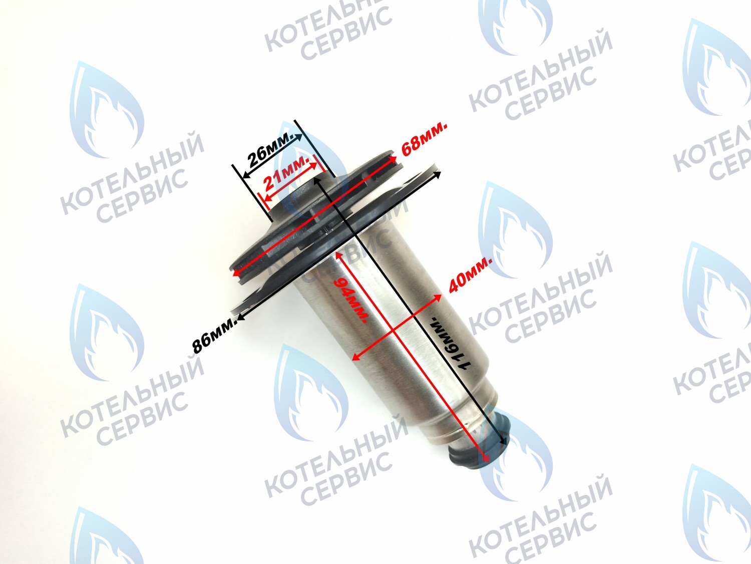 PPR-W21CW-40LONG-03 Втулка ротор насоса (по часовой стрелке) аналог WILO 15/7 (втулка 40мм, длинная 90мм, колесо 68/21мм) в Самаре