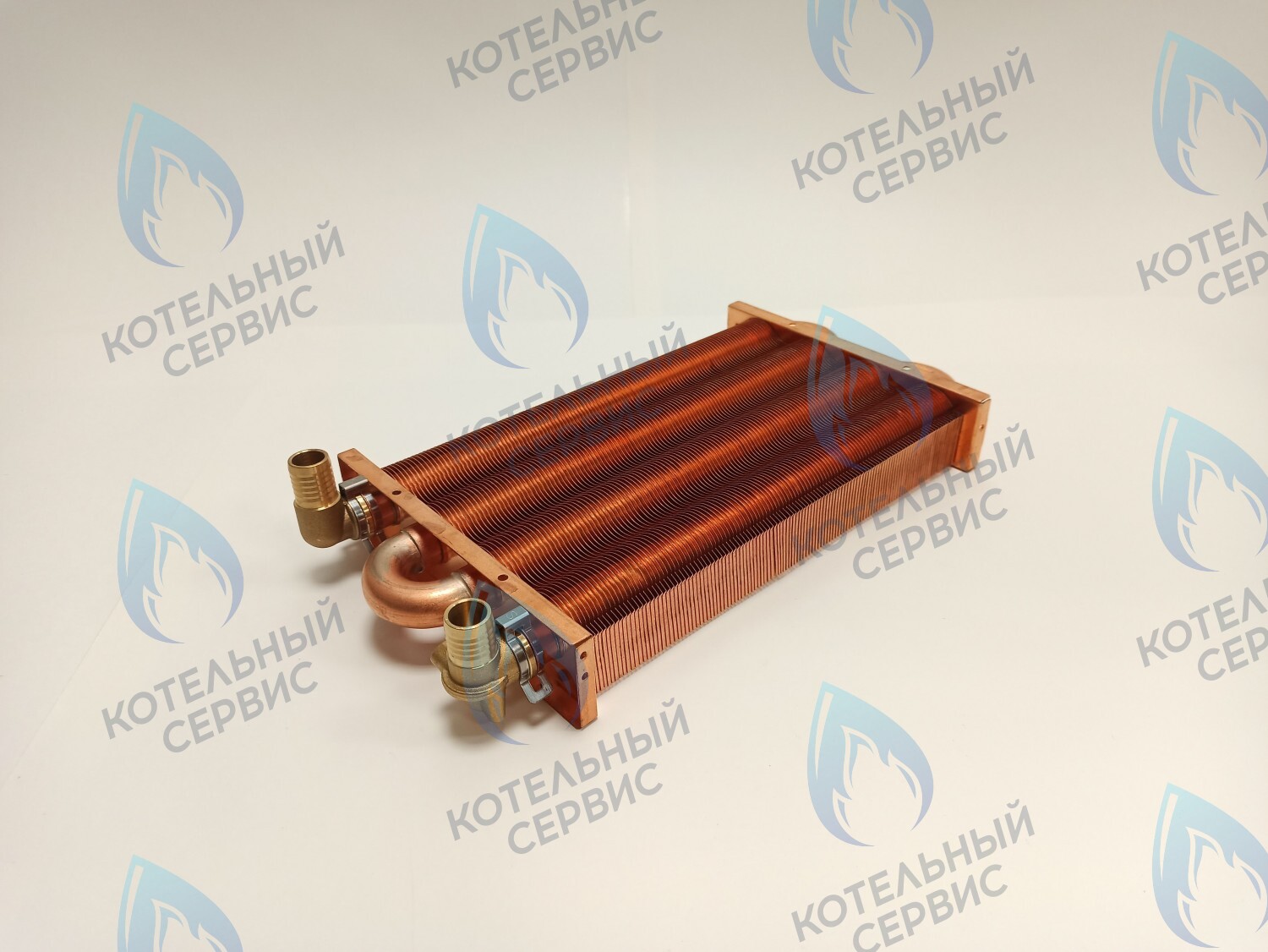 EM021-280-02-Фитинг-Комп Теплообменник отопления медный с фитингами (280 мм) 122 FIN (250-300MSC) DAEWOO в Самаре