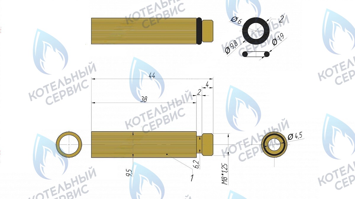 5645 Клапан аварийного давления L=44мм M8x1,25 в Самаре